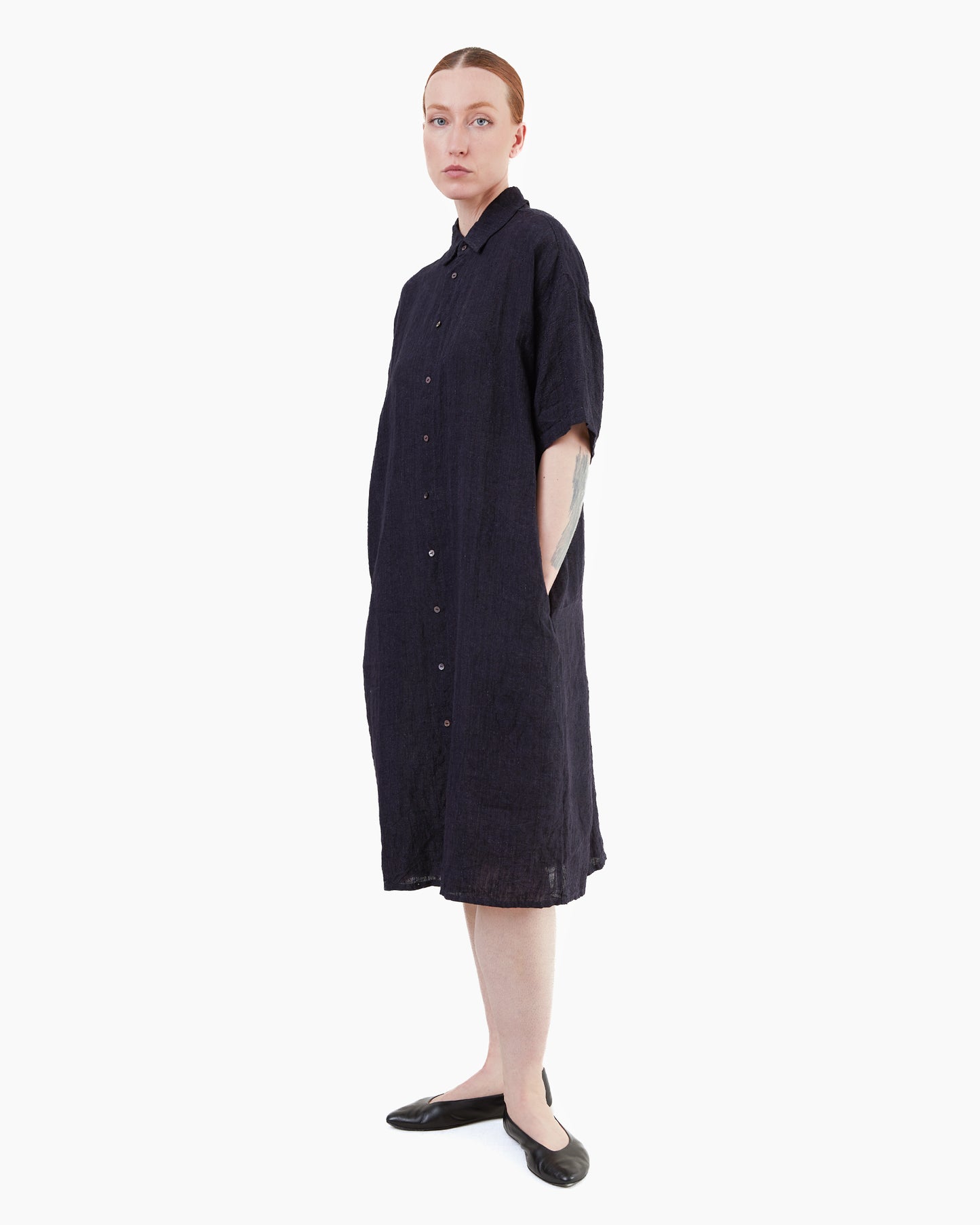 Guptiha Teori Linen 40 Dress in Navy
