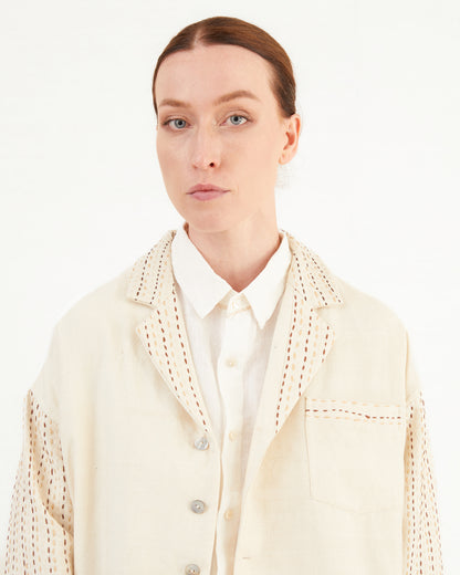 Guptiha Women's Cotton/Wool Shirt in Light Beige