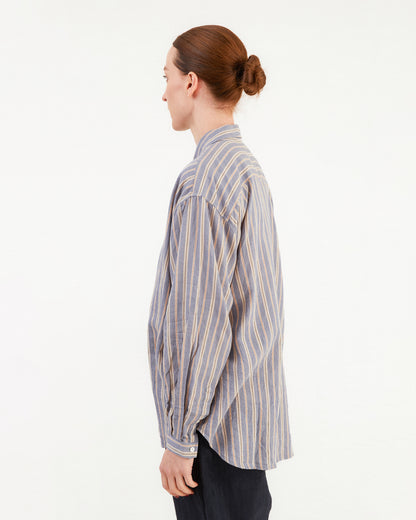 Guptiha Women's Cotton Shirt in Grey/Blue Stripe
