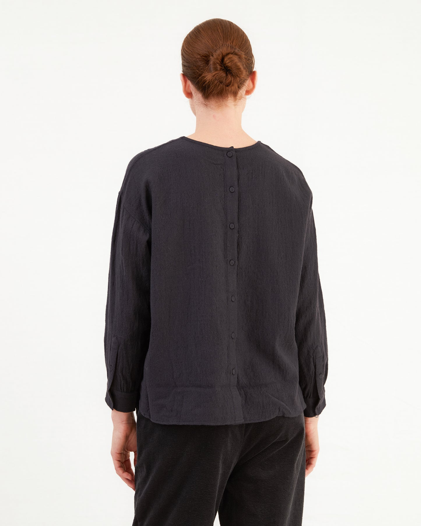 Maison De Soil Embroidered Wool Shirt in Navy