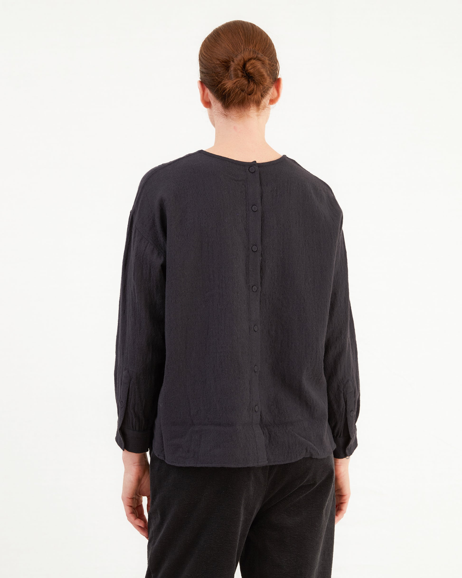 Maison De Soil Embroidered Wool Shirt in Navy
