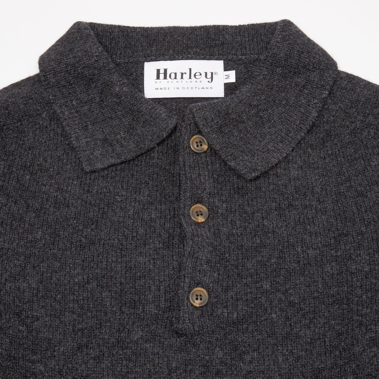 Harley Lambswool Knit Polo Jumper in Charcoal