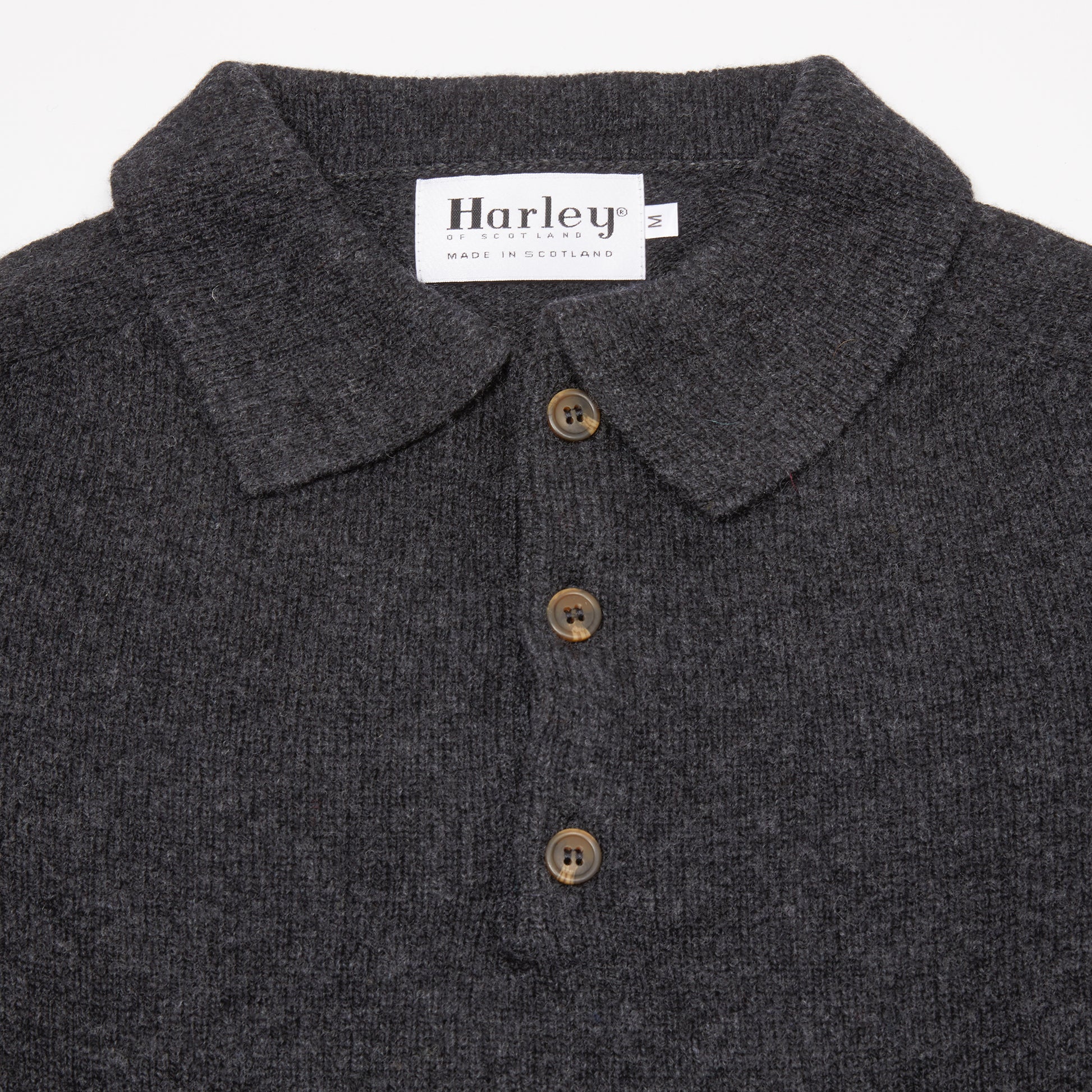 Harley Lambswool Knit Polo Jumper in Charcoal
