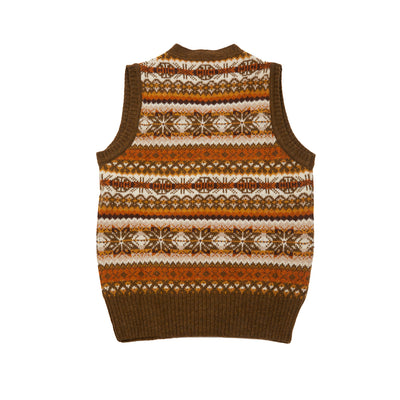 Harley Fair Isle Waistcoat in Dark Olive