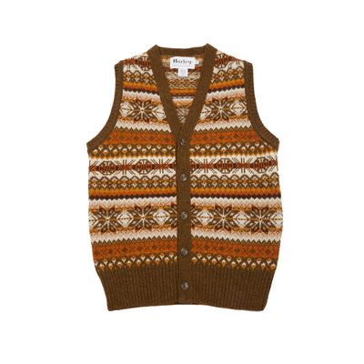 Harley Fair Isle Waistcoat in Dark Olive