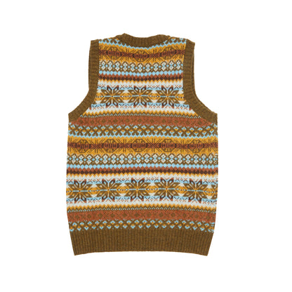 Harley V-neck Fair Isle Slipover in Moorland