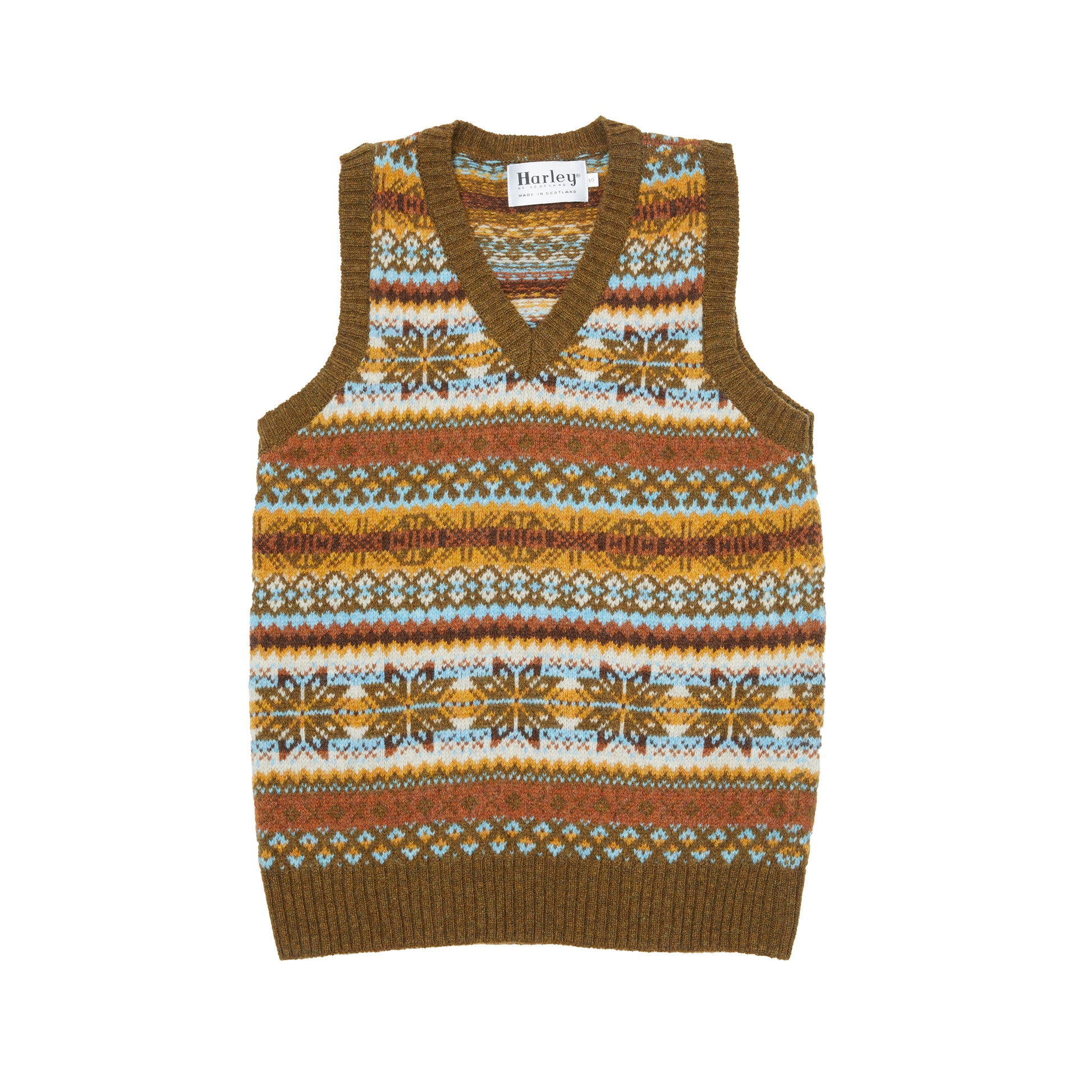 Harley V-neck Fair Isle Slipover in Moorland
