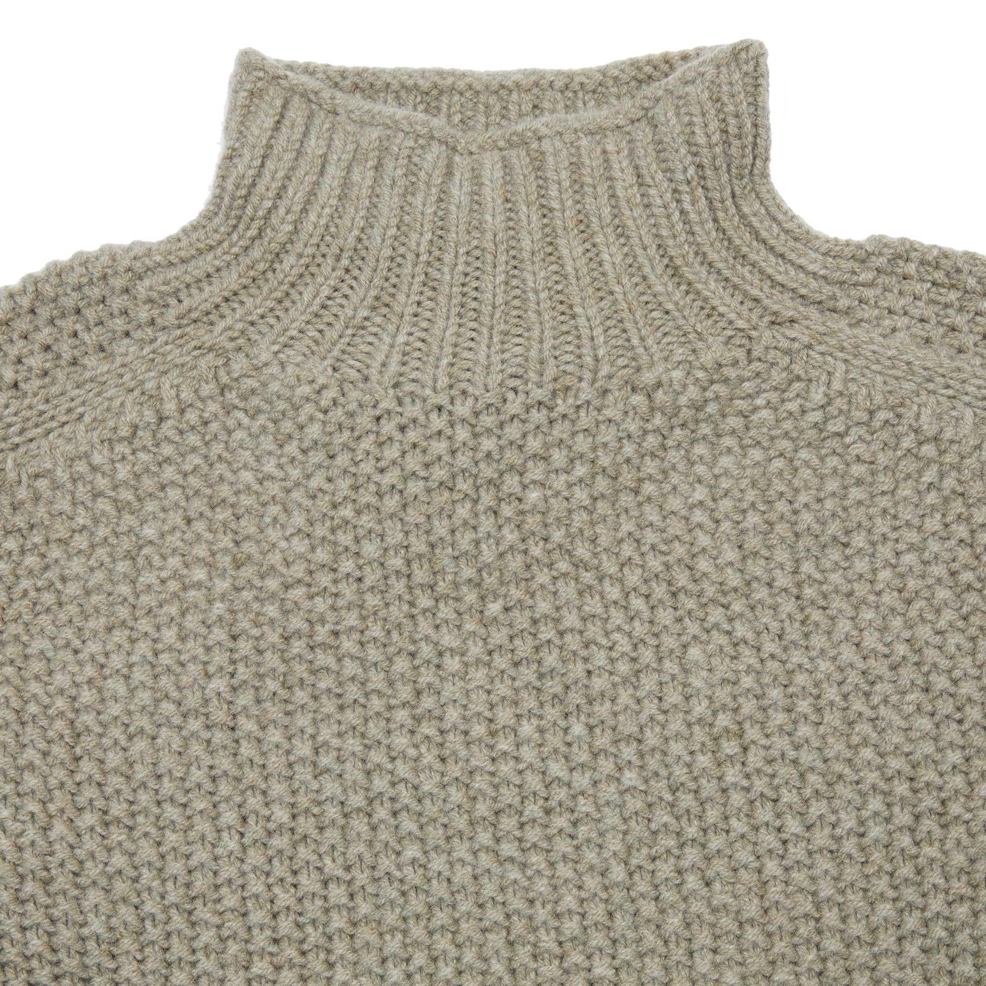 Harley Women's Moss Stitch High Neck Jumper in Greensand