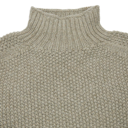 Harley Women's Moss Stitch High Neck Jumper in Greensand