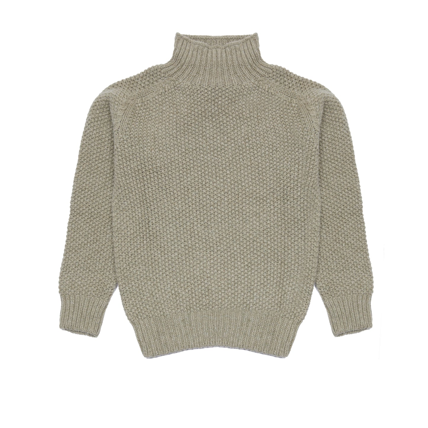 Harley Women's Moss Stitch High Neck Jumper in Greensand