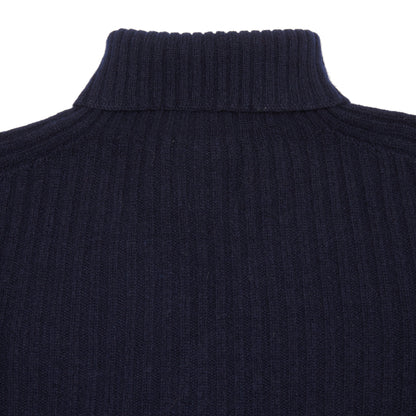 Harley Ribbed Rollneck Lambswool Jumper in Nero Navy