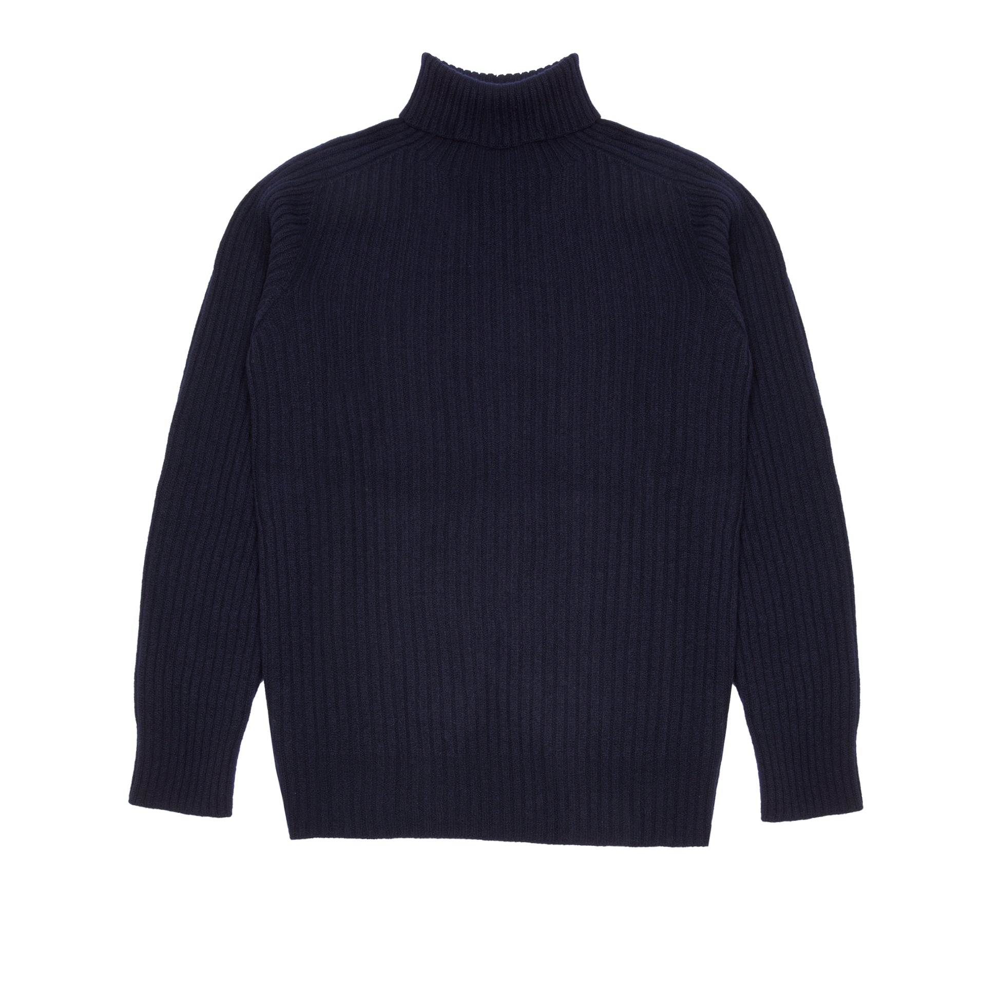 Harley Ribbed Rollneck Lambswool Jumper in Nero Navy
