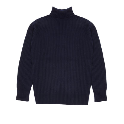 Harley Ribbed Rollneck Lambswool Jumper in Nero Navy
