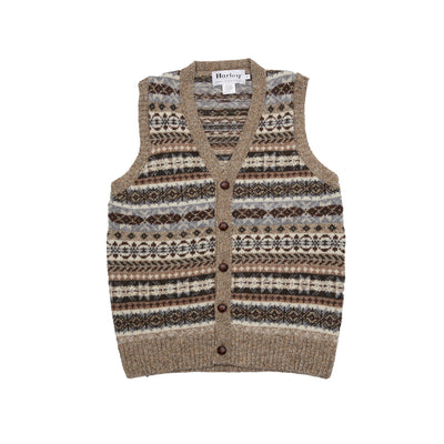 Harley Fair Isle Vest in Mushroom