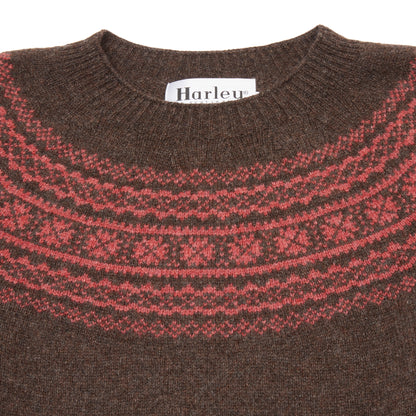 Harley Women's Lambswool Fair Isle Yoke Jumper in Porcupine/Cinder