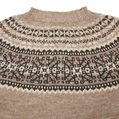 Harley Voe True Shetland Fair Isle Yoke Jumper in Fawn