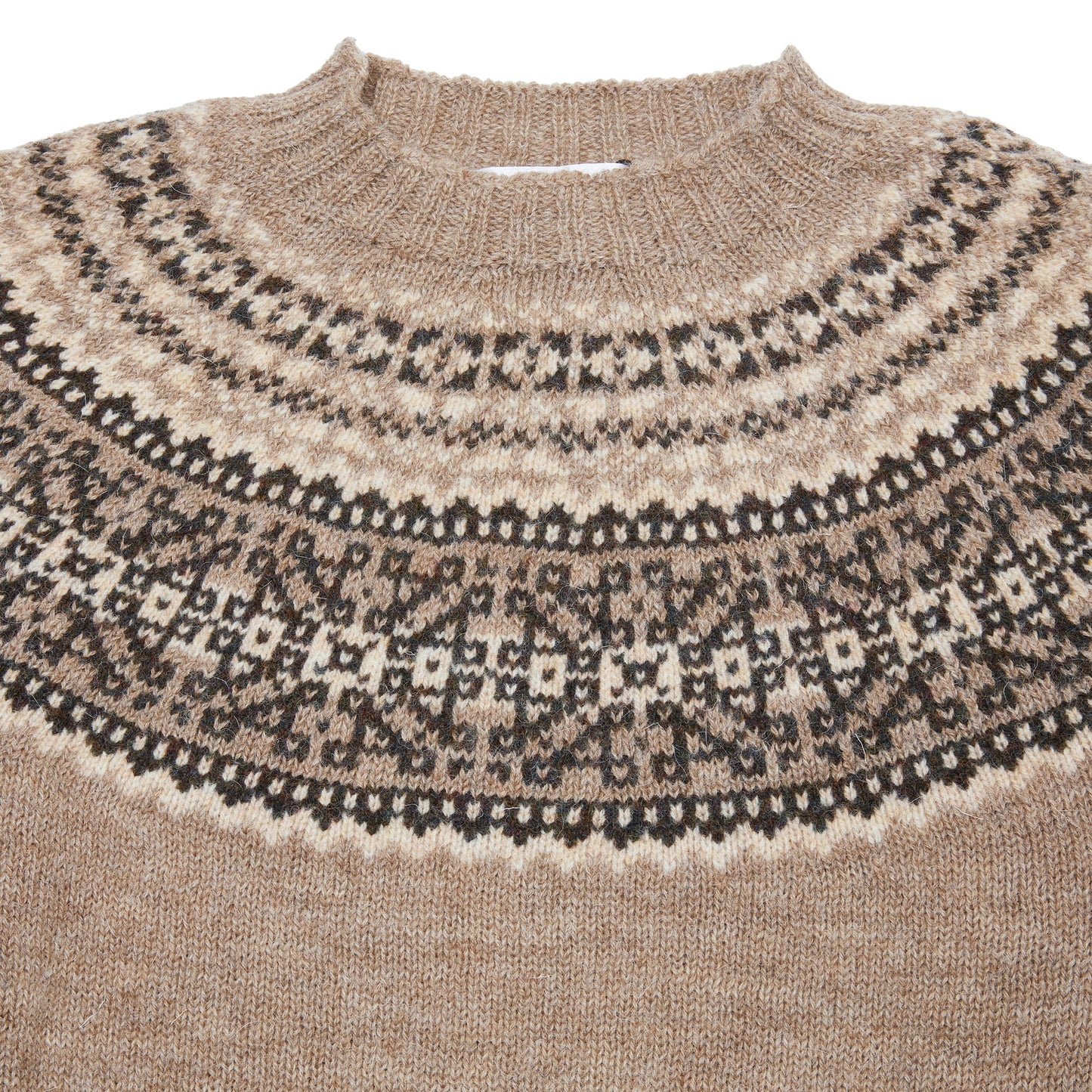 Harley Voe True Shetland Fair Isle Yoke Jumper in Fawn