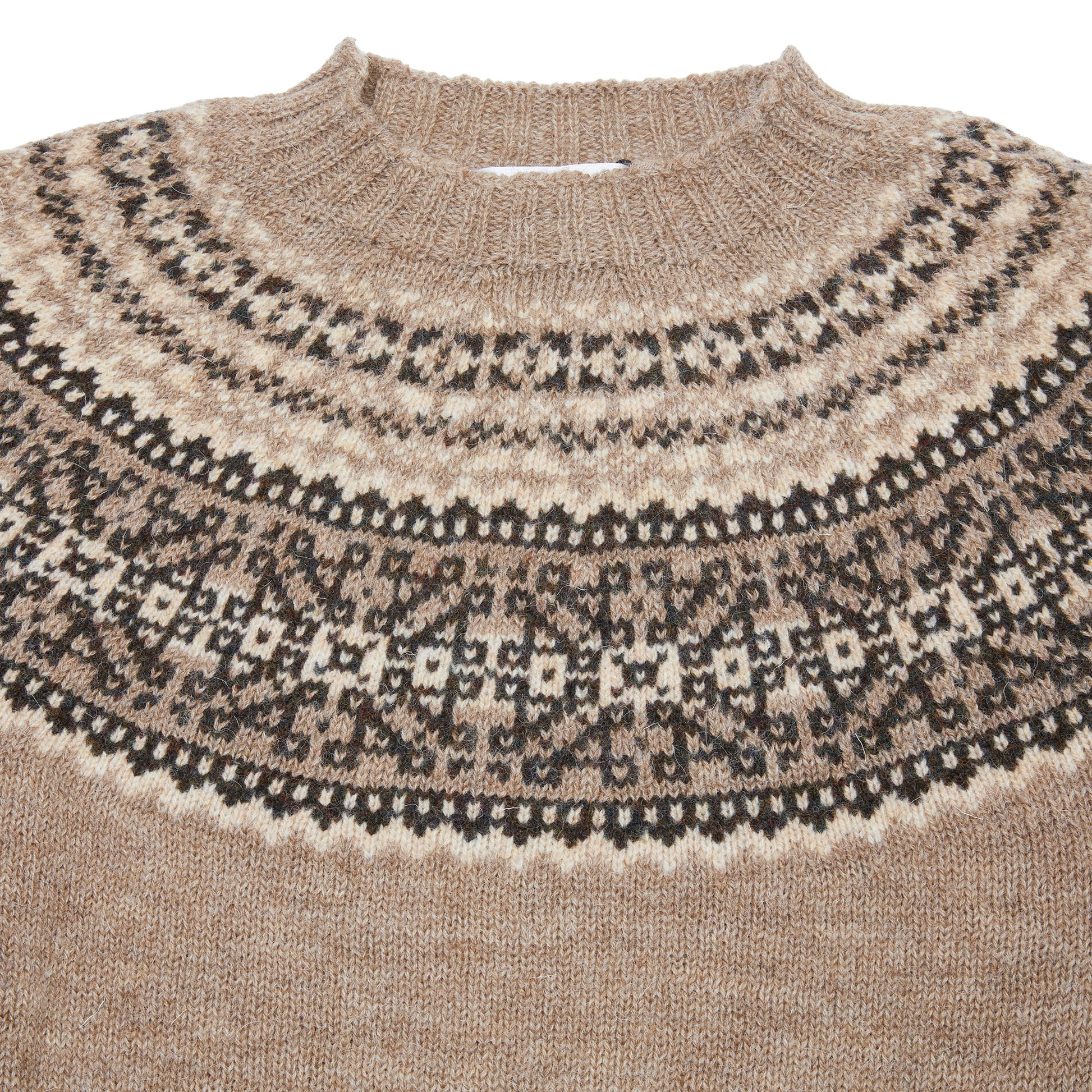 Harley Voe True Shetland Fair Isle Yoke Jumper in Fawn