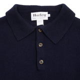 Harley Lambswool Knit Polo Jumper in Nero Navy 3