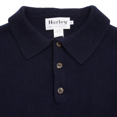 Harley Lambswool Knit Polo Jumper in Nero Navy 3