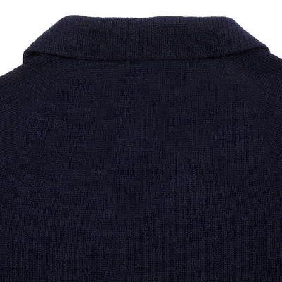 Harley Lambswool Knit Polo Jumper in Nero Navy 4