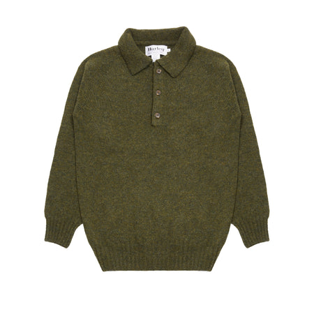 Harley Lambswool Knit Polo Jumper in Scots Pine 1