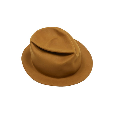 Horisaki Creased Crown Beaver Fur Felt Hat in Khaki