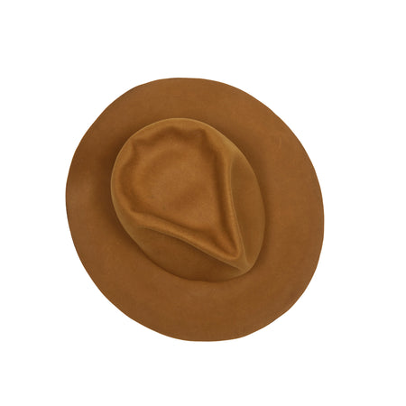 Horisaki Curved Brim Beaver Fur Felt Hat in Khaki