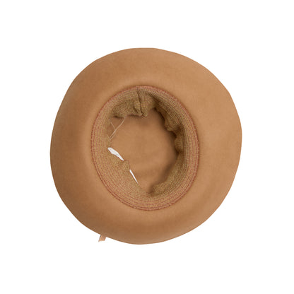 Horisaki Beaver Fur Felt Hat in Beige with Bow