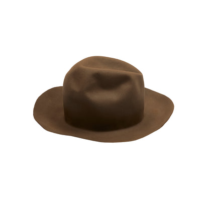 Horisaki Beaver Fur High Crown Hat in Taupe
