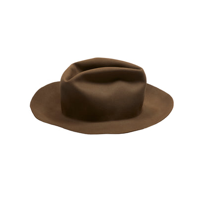 Horisaki Beaver Fur High Crown Hat in Taupe