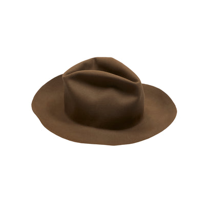 Horisaki Beaver Fur High Crown Hat in Taupe