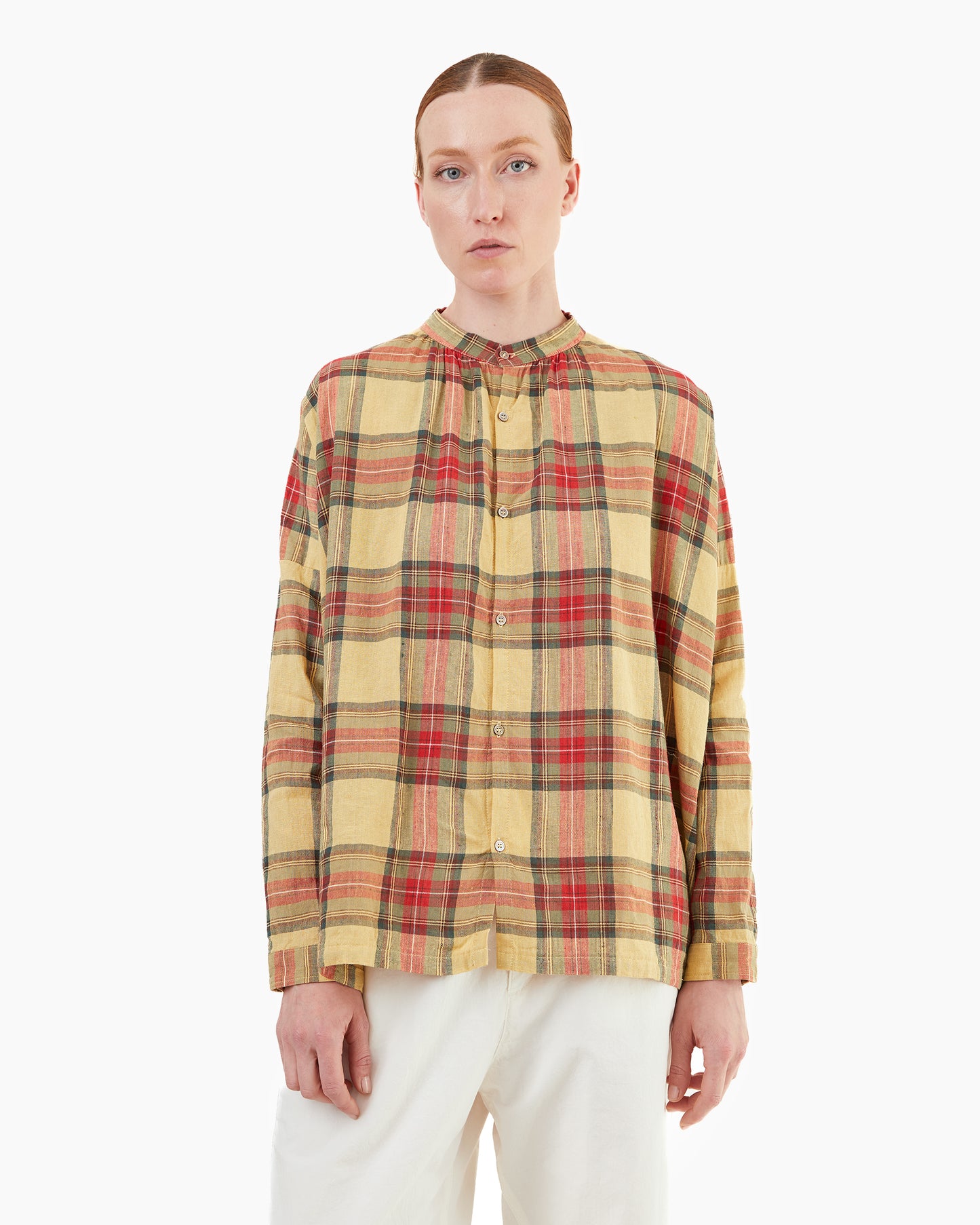Antiquités Tartan Linen Shirt in Butter Yellow