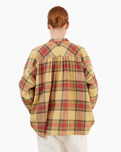Antiquités Tartan Linen Shirt in Butter Yellow