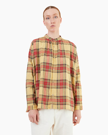 Antiquités Tartan Linen Shirt in Butter Yellow