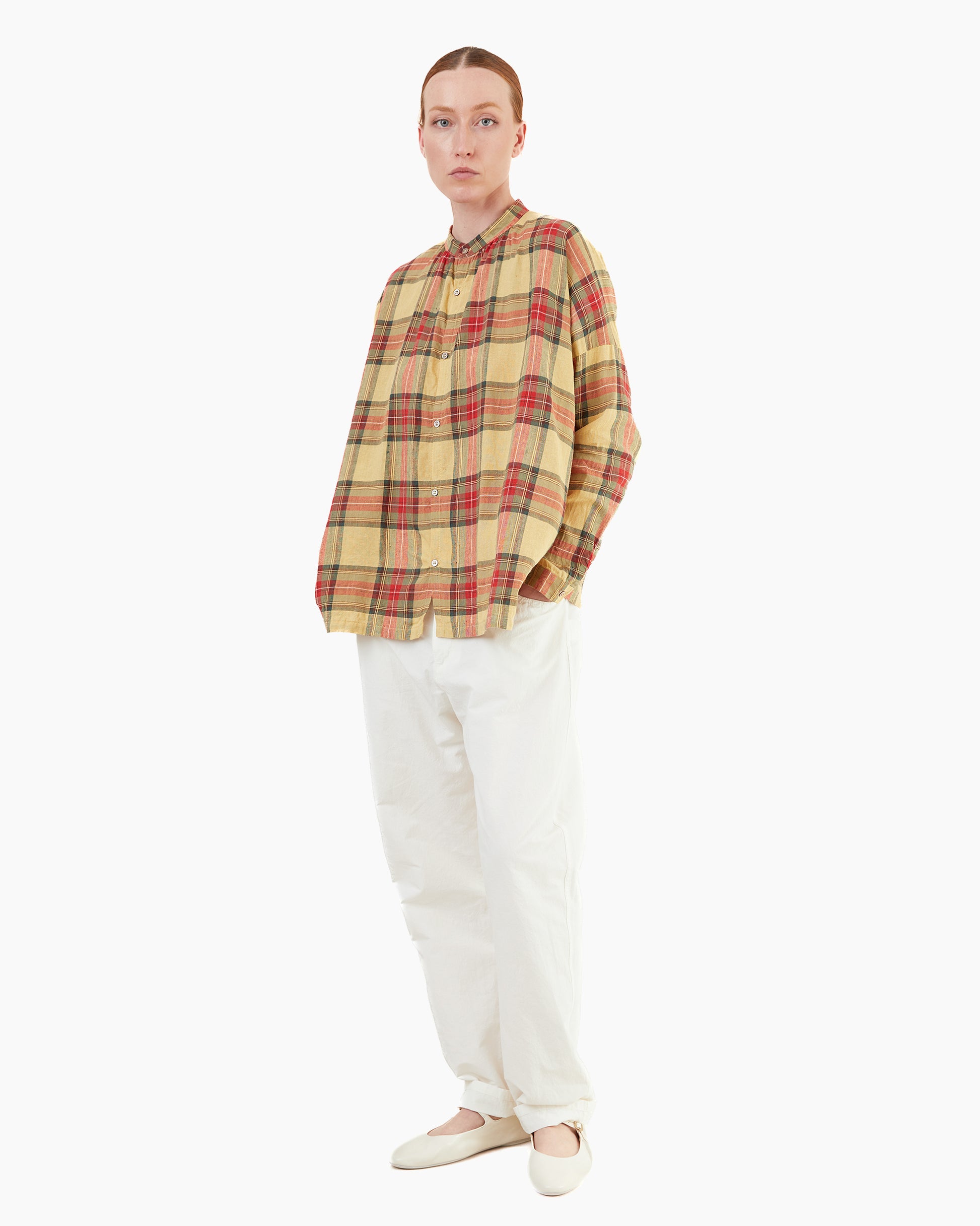 Antiquités Tartan Linen Shirt in Butter Yellow