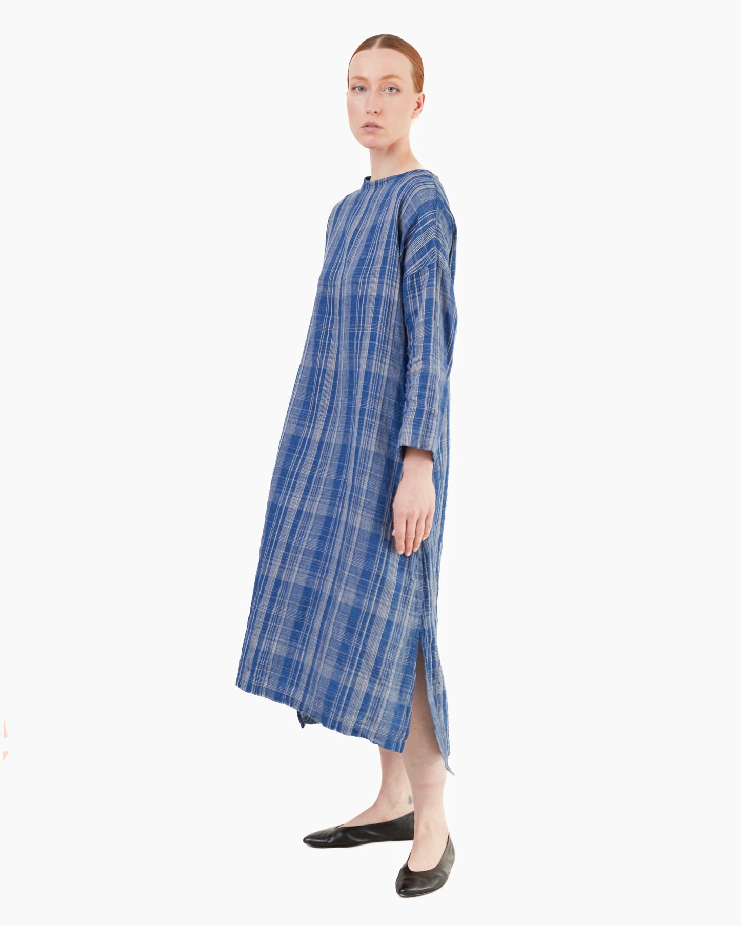 Antiquités Check Dress in Navy