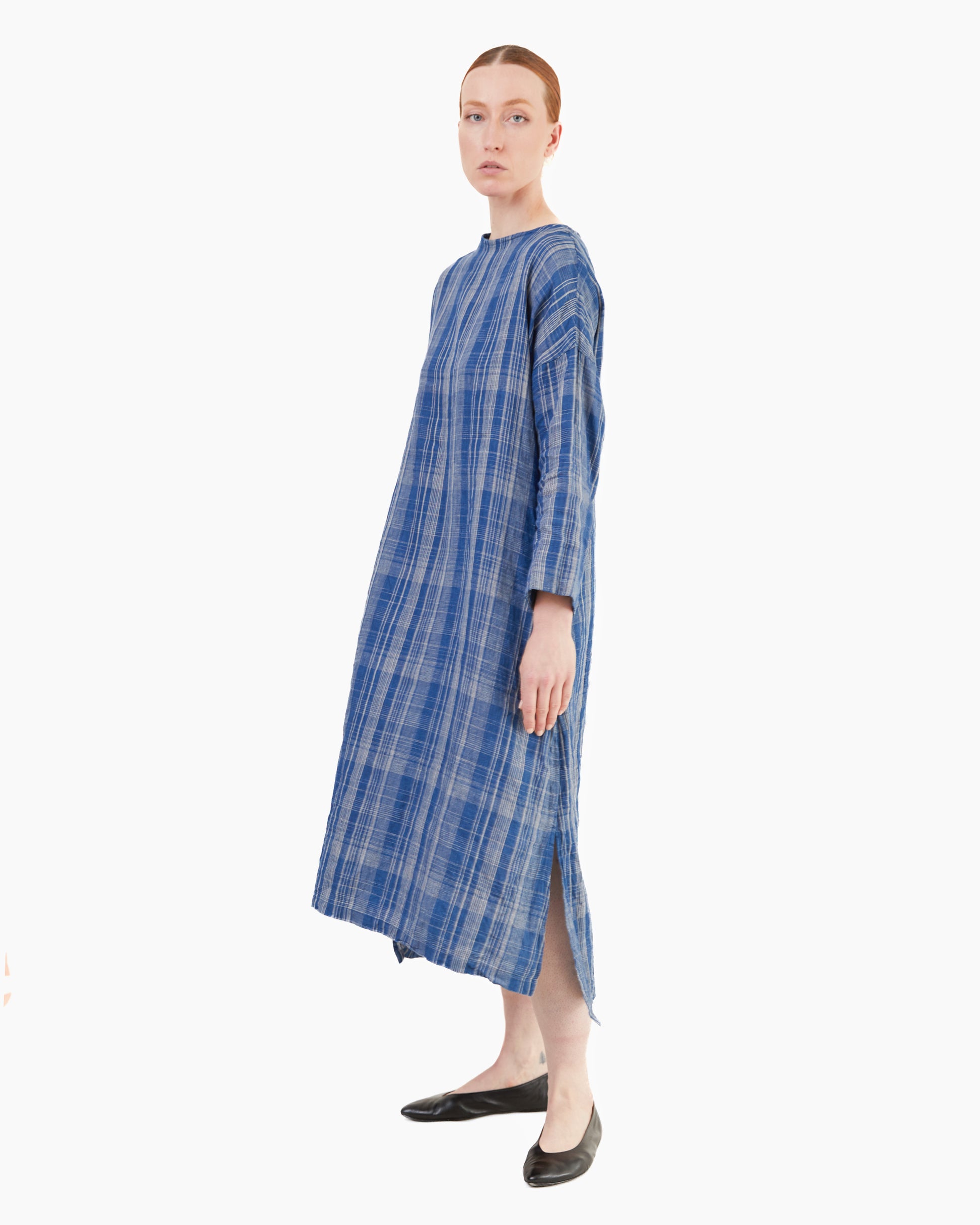 Antiquités Check Dress in Navy