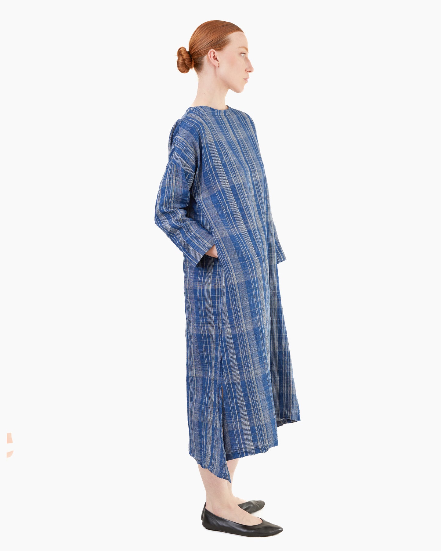 Antiquités Check Dress in Navy