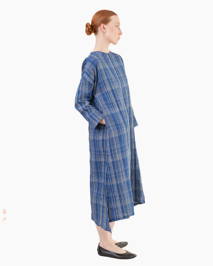Antiquités Check Dress in Navy