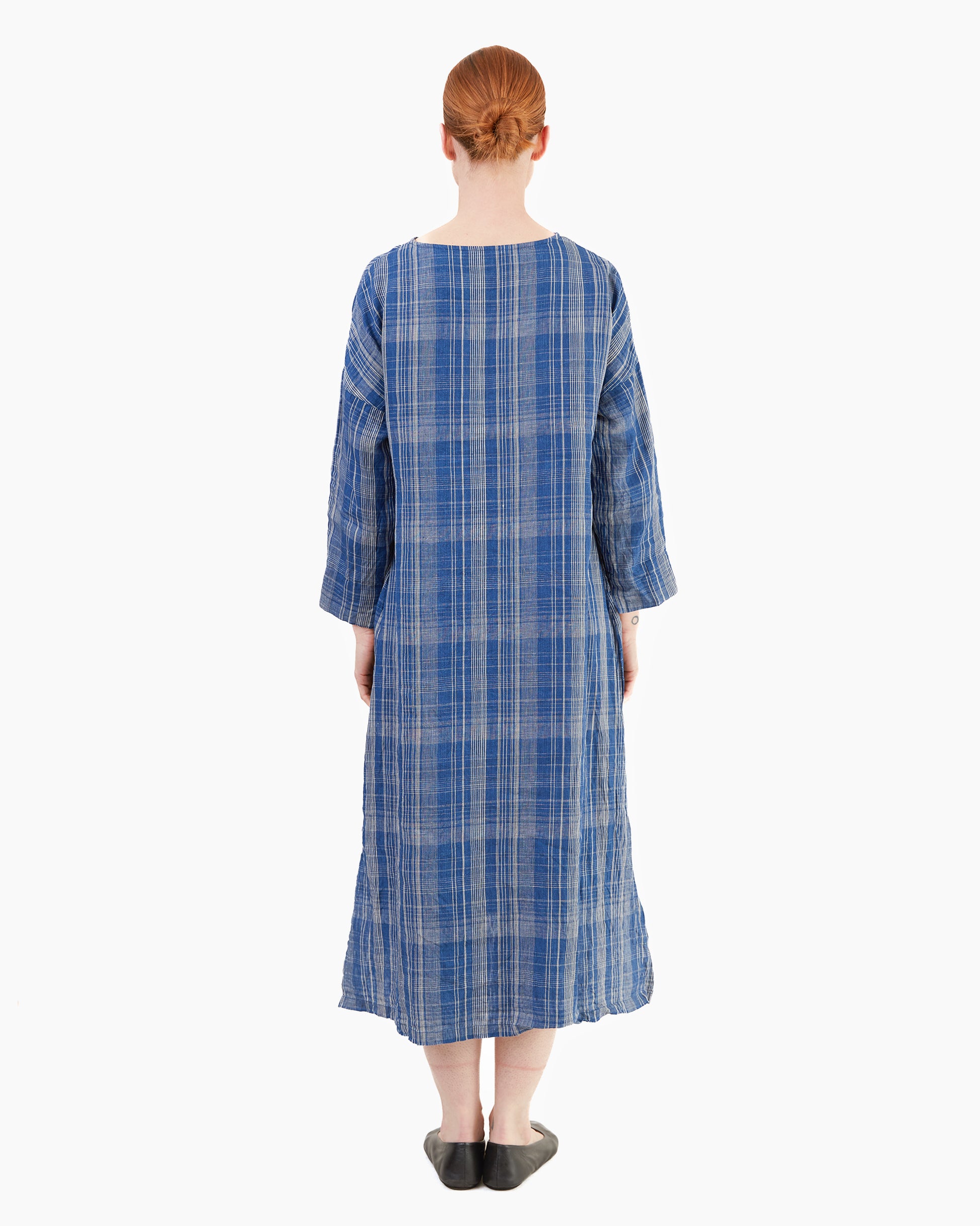 Antiquités Check Dress in Navy