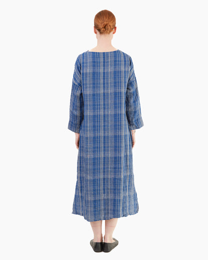 Antiquités Check Dress in Navy