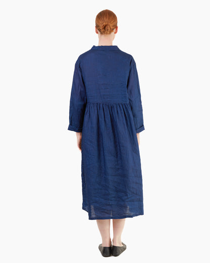 Antiquités Linen Dress in Indigo