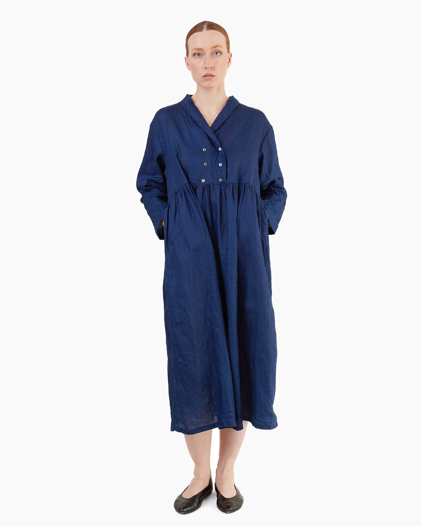 Antiquités Linen Dress in Indigo