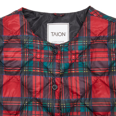 Antiquités Padded Down Jacket in Red Tartan 3