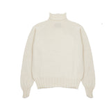 Inis Meáin Women's Stepped Neck Raglan Alpaca Aran Jumper in Sneachta
