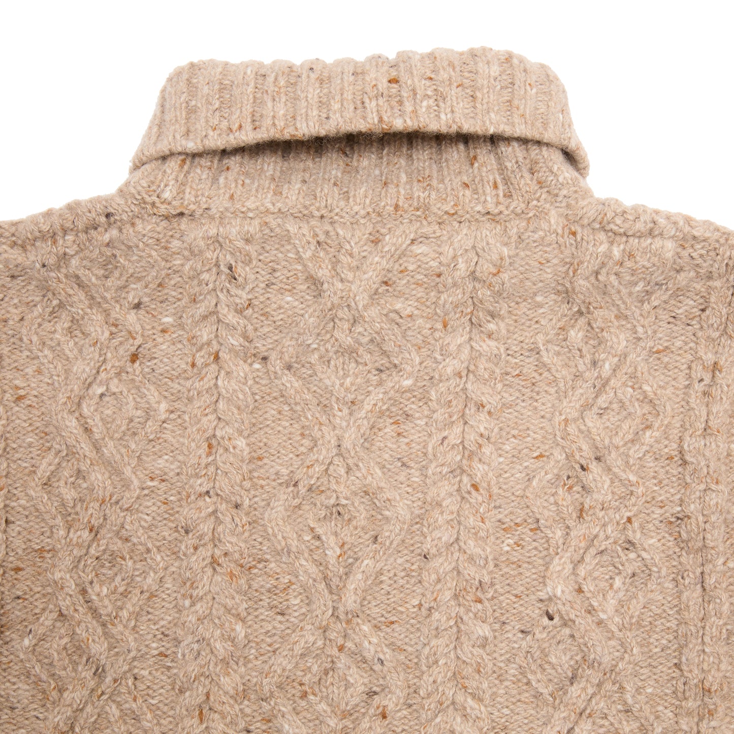 Inis Meáin Celebration Aran Turtleneck Jumper in Tan Fleck