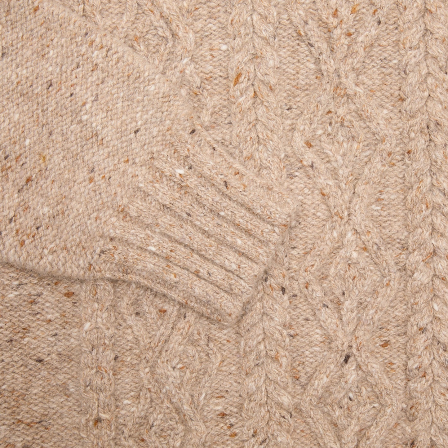 Inis Meáin Celebration Aran Turtleneck Jumper in Tan Fleck