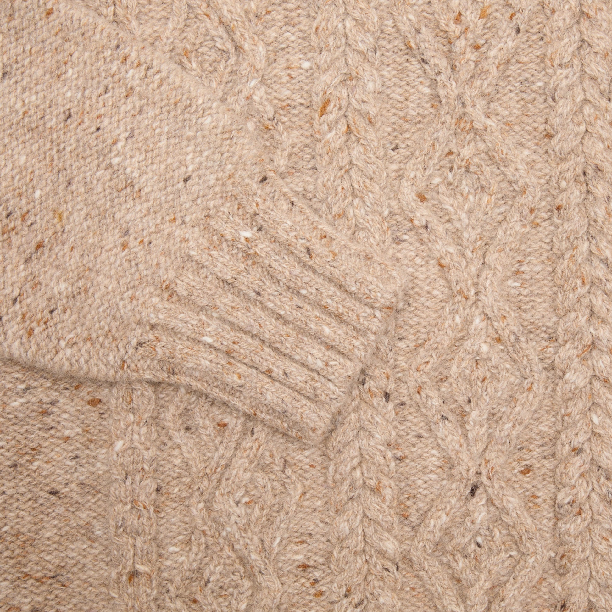 Inis Meáin Celebration Aran Turtleneck Jumper in Tan Fleck