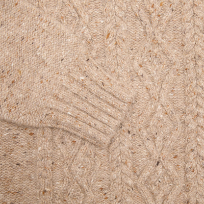 Inis Meáin Celebration Aran Turtleneck Jumper in Tan Fleck